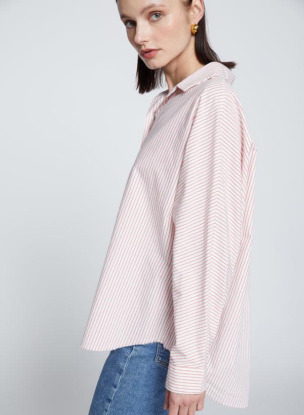 Stateside Elliott Poplin Stripe Dolman Shirt In Sumo