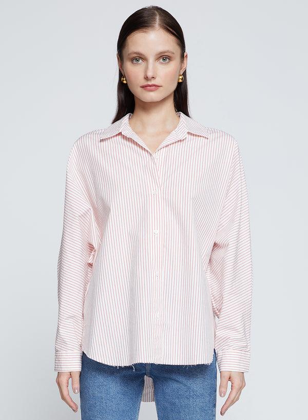 Stateside Elliott Poplin Stripe Dolman Shirt In Sumo