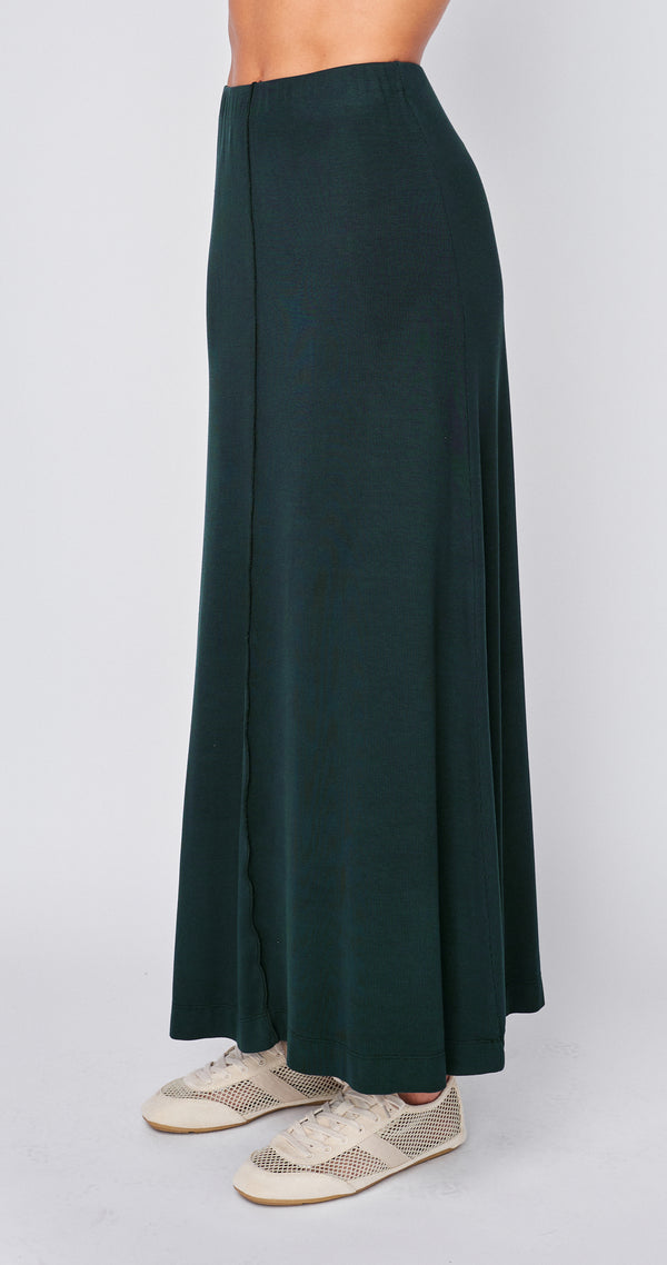 Stateside Fine 2X1 Rib A-Line Maxi Skirt In Everfall