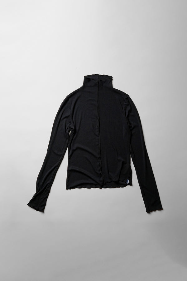 Stateside Fine 2X1 Rib Long Sleeve Mock Neck In Black