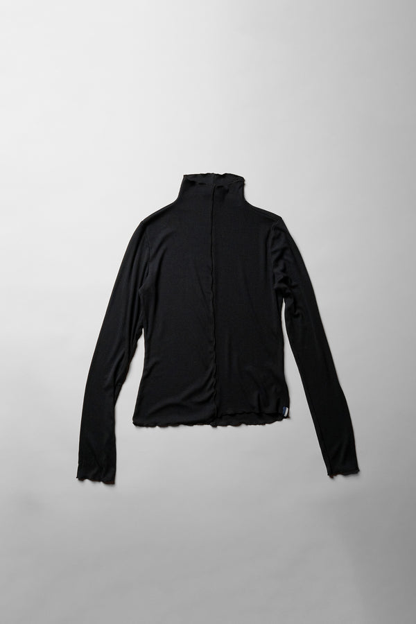Stateside Fine 2X1 Rib Long Sleeve Mock Neck In Black