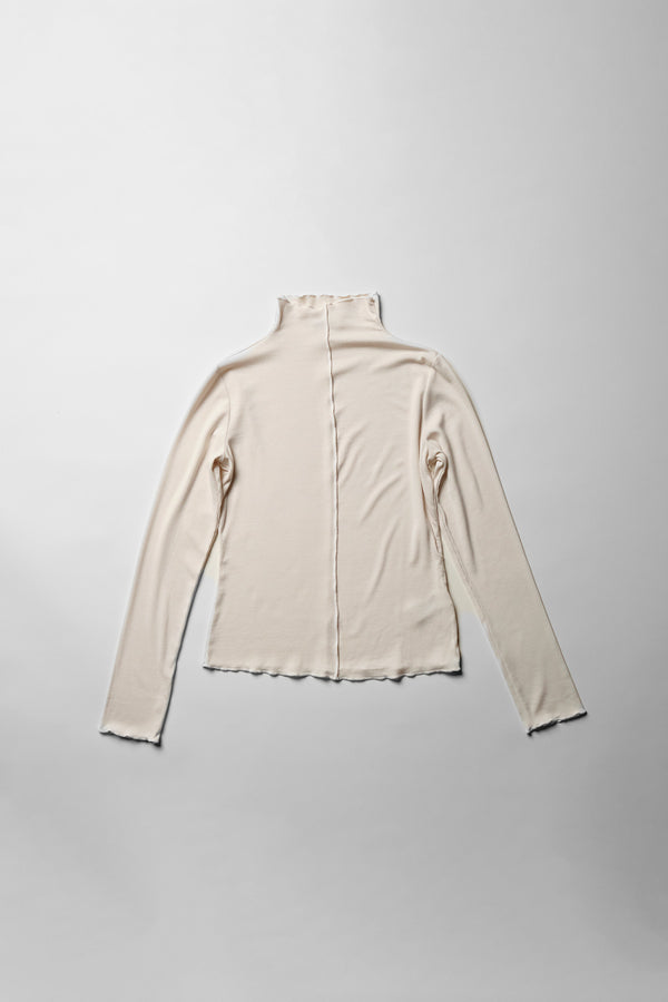 Stateside Fine 2X1 Rib Long Sleeve Mock Neck In Cream