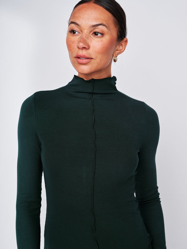 Stateside Fine 2X1 Rib Long Sleeve Mock Neck In Everfall