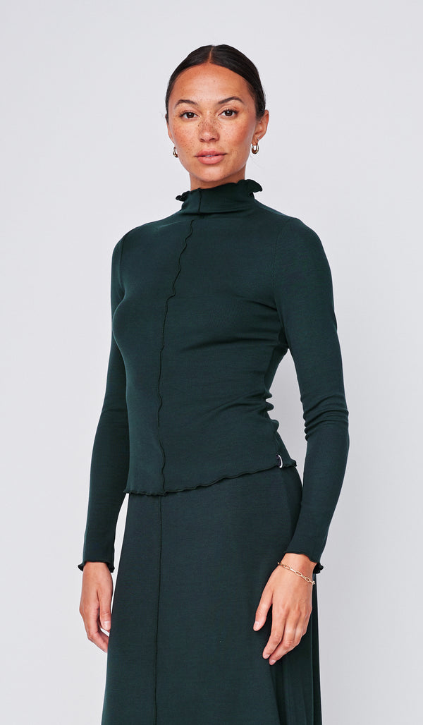 Stateside Fine 2X1 Rib Long Sleeve Mock Neck In Everfall