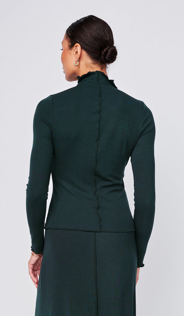 Stateside Fine 2X1 Rib Long Sleeve Mock Neck In Everfall