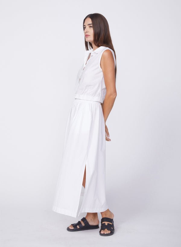 Stateside Fine Poplin Double Slit Maxi Skirt In White
