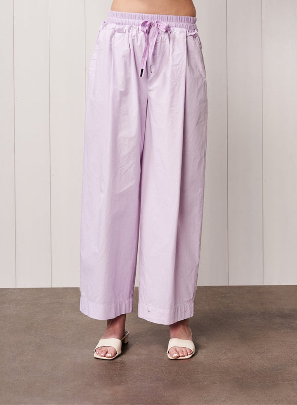stateside Fine Poplin Ribbed Waist Drawstring Pant in Lilac Mist