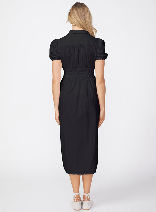 Stateside Fine Poplin Twist Front Maxi Dress In Black