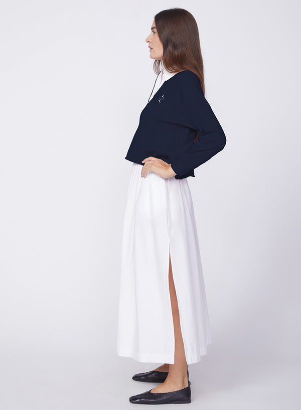 Stateside Heavy Ribbed Jersey Graphic Cropped Polo In New Navy