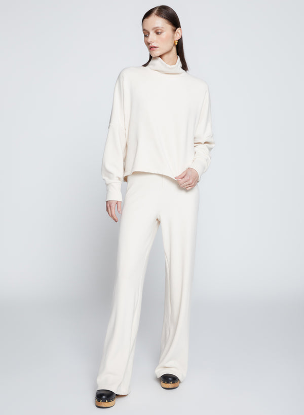 Stateside Honeyluxe Flatback Rib Dropped Dolman Top In Cream