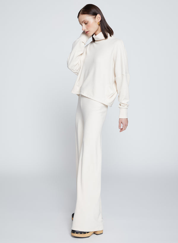 Stateside Honeyluxe Flatback Rib Dropped Dolman Top In Cream