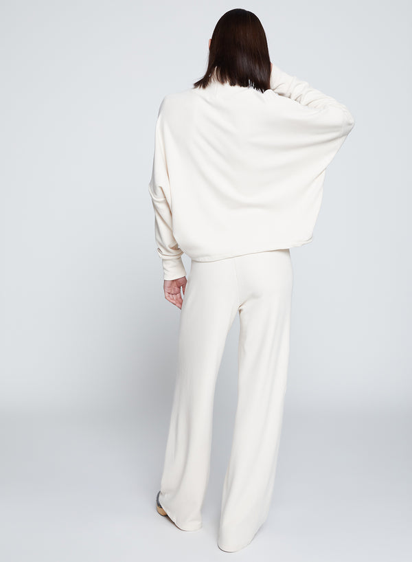 Stateside Honeyluxe Flatback Rib Dropped Dolman Top In Cream