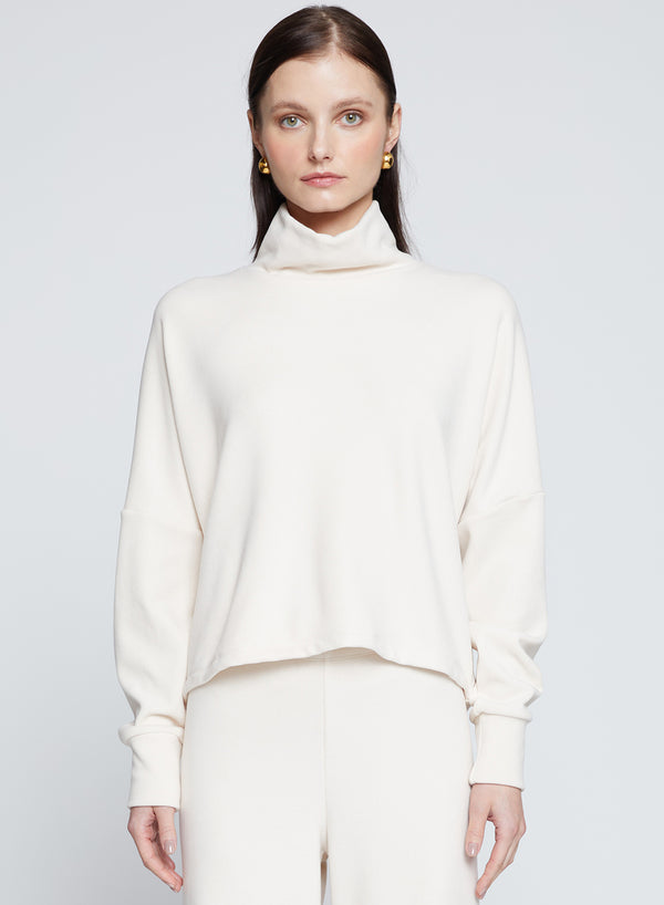 stateside Honeyluxe Flatback Rib Dropped Dolman Top in Cream