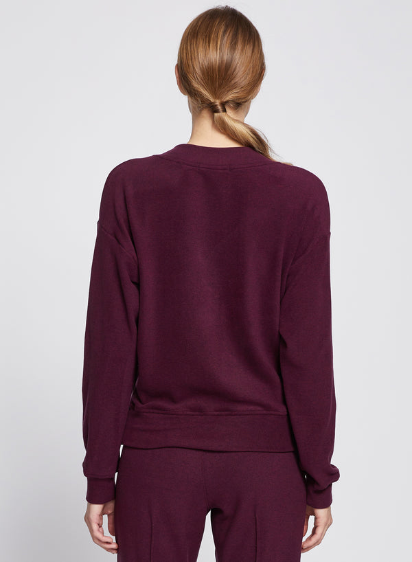 Stateside Honeyluxe V-Neck Pullover In Cherry Liquor