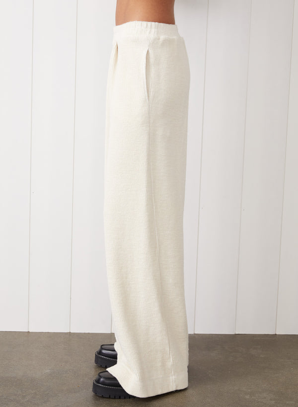 Stateside Jasper Knit Cord Wide Leg Trouser In Cream