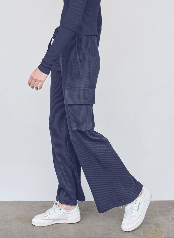 Stateside Luxe Thermal Drawstring Cargo Pant In Ash