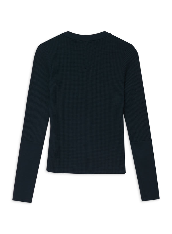 Stateside Luxe Thermal Long Sleeve Scoop Neck In New Navy