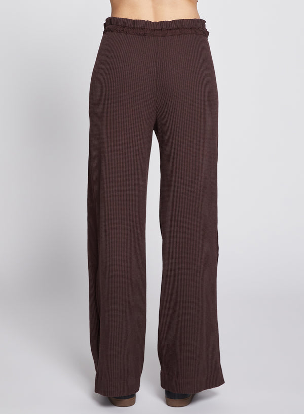 Stateside Luxe Thermal Ruched Waist Pant In Espresso