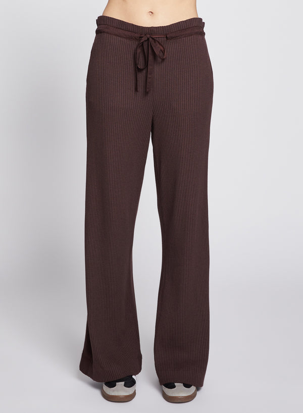 stateside Luxe Thermal Ruched Waist Pant in Espresso