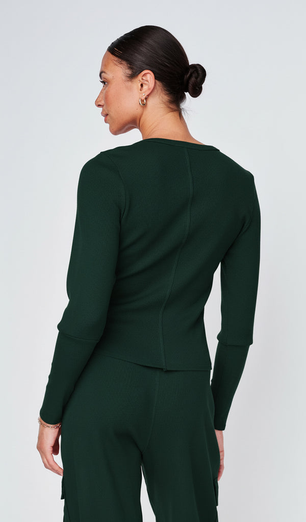 Stateside Micro Thermal Raw Hem Pullover In Everfall