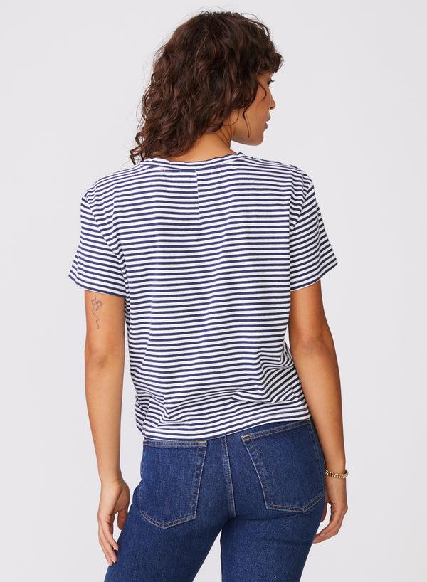 Stateside Mini Navy Stripe Short Sleeve Crew In White