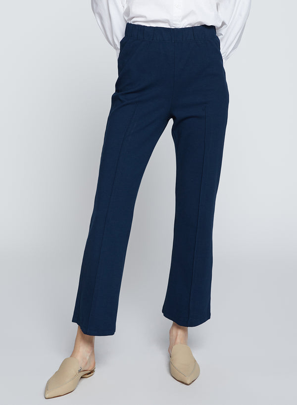 Stateside Ponte Cropped Kick Flare Pant In New Navy