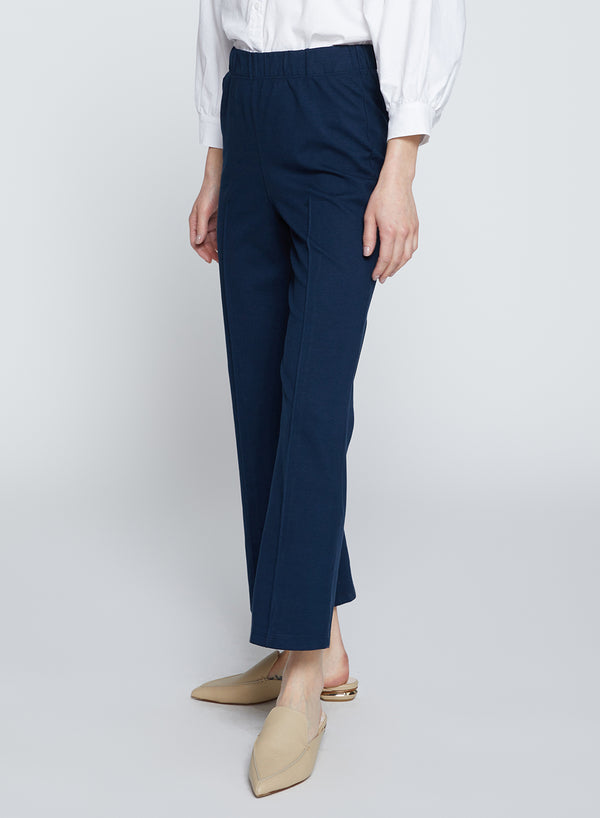 Stateside Ponte Cropped Kick Flare Pant In New Navy