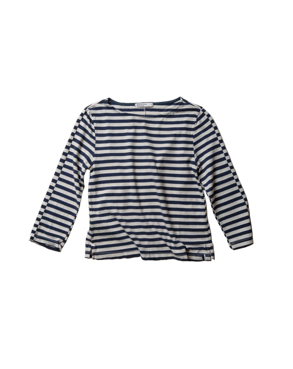 Stateside Preppy Stripe 3/4 Sleeve Boatneck Top In Cream