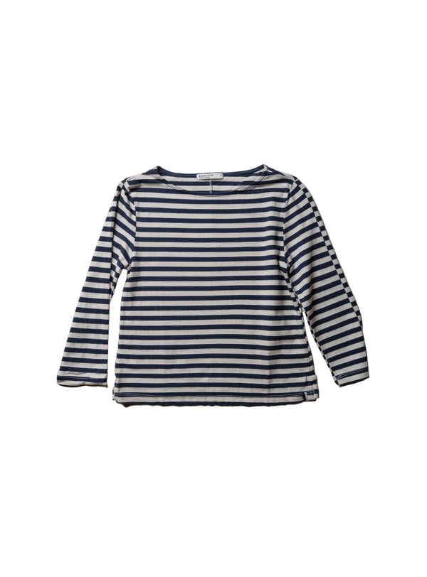 Stateside Preppy Stripe 3/4 Sleeve Boatneck Top In Cream