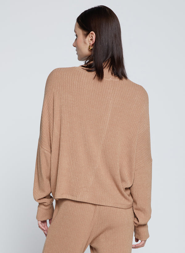 Stateside Rachel Chunky Rib Cropped Dolman Top In Toffee