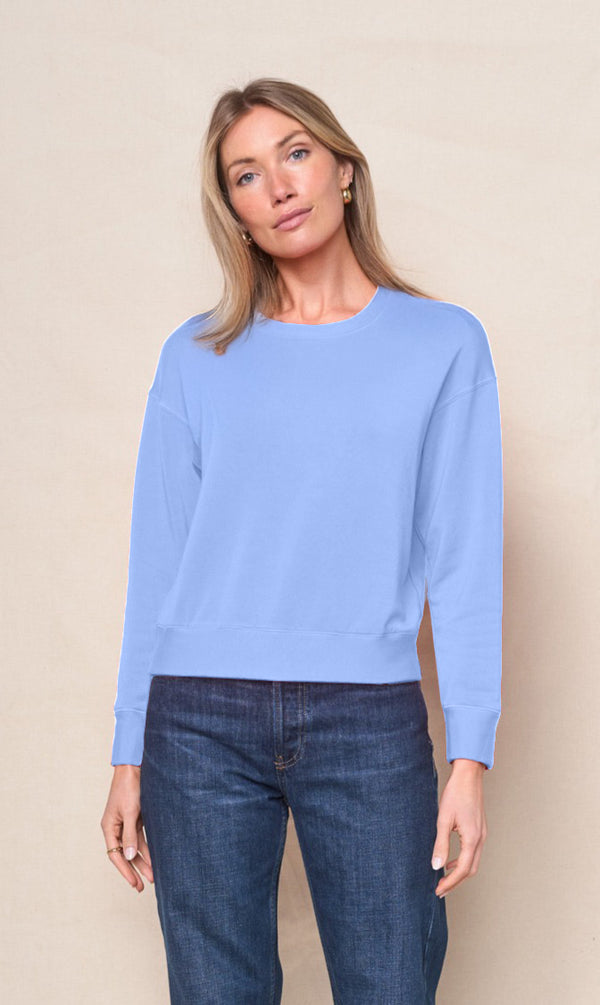 Stateside Softest Fleece Crewneck Pullover In Blue Topaz