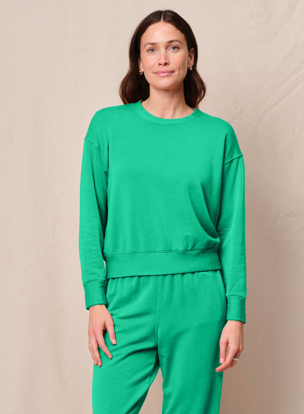 stateside Softest Fleece Crewneck Pullover in Kelly Green
