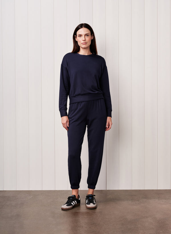 stateside Softest Fleece Crewneck Pullover in New Navy