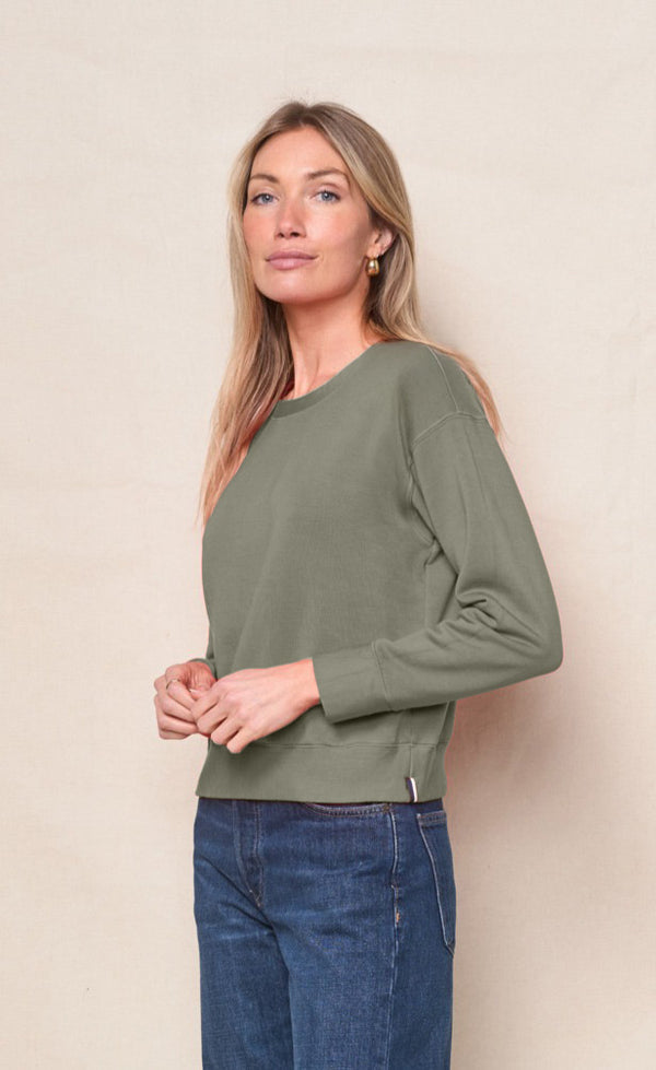 Stateside Softest Fleece Crewneck Pullover In Thyme