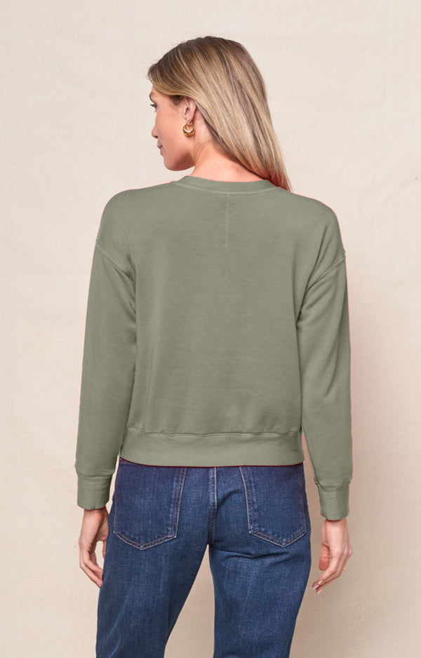 Stateside Softest Fleece Crewneck Pullover In Thyme