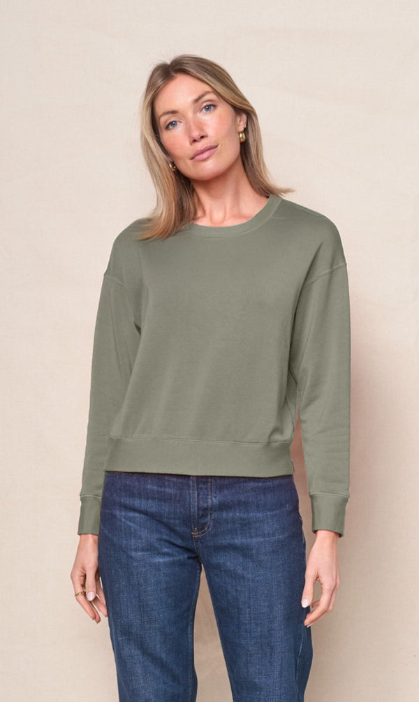 stateside Softest Fleece Crewneck Pullover in Thyme