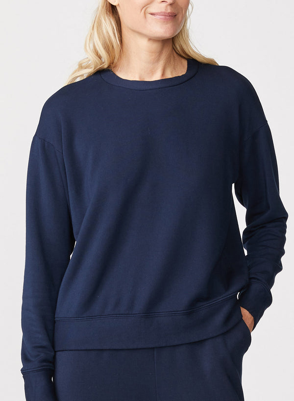 Stateside Softest Fleece Crewneck Sweatshirt In New Navy