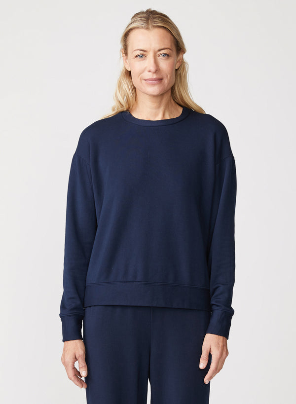 stateside Softest Fleece Crewneck Sweatshirt in New Navy