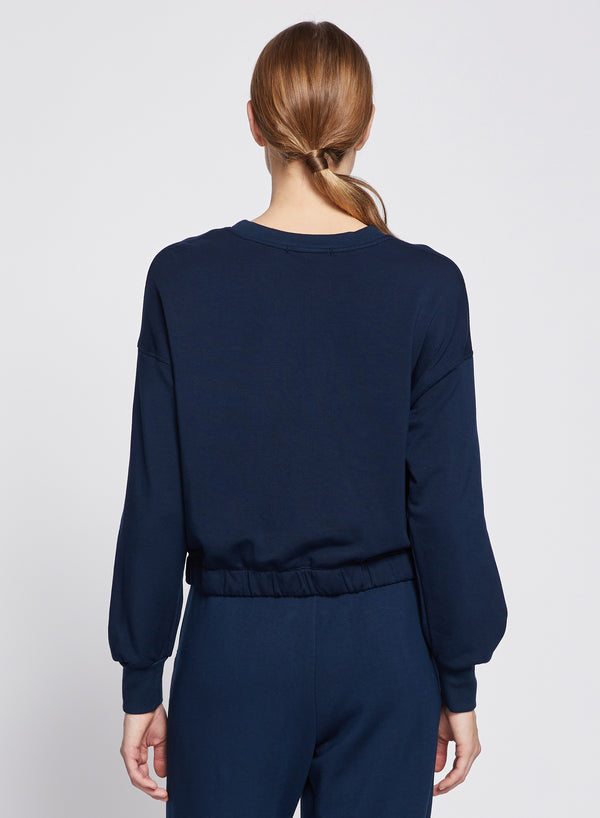 Stateside Softest Fleece Cropped Pullover In New Navy