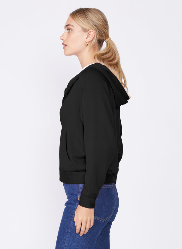 Stateside Softest Fleece Cropped Zip-Up Hoodie In Black
