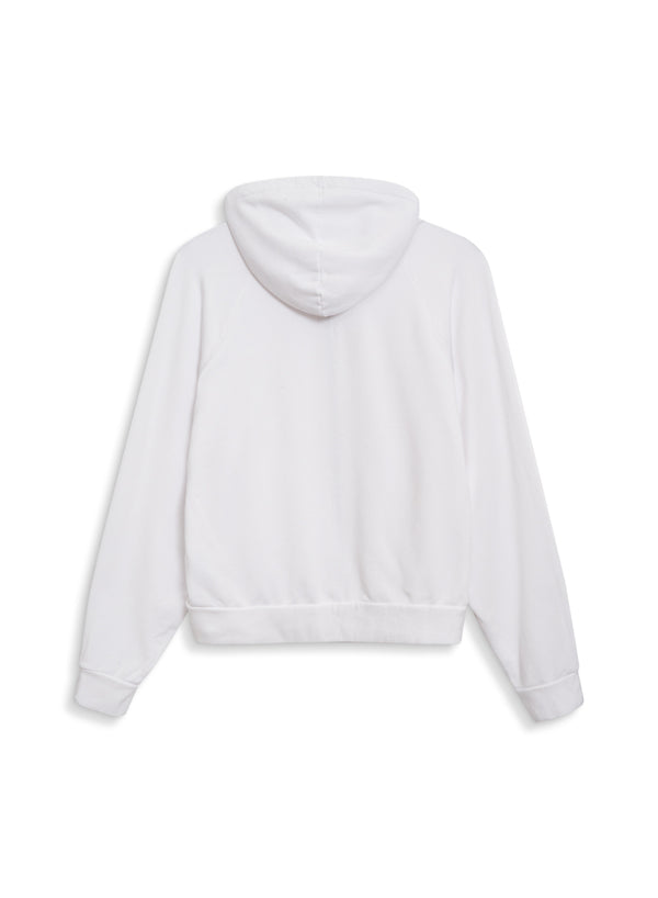 Stateside Softest Fleece Cropped Zip-Up Hoodie In White