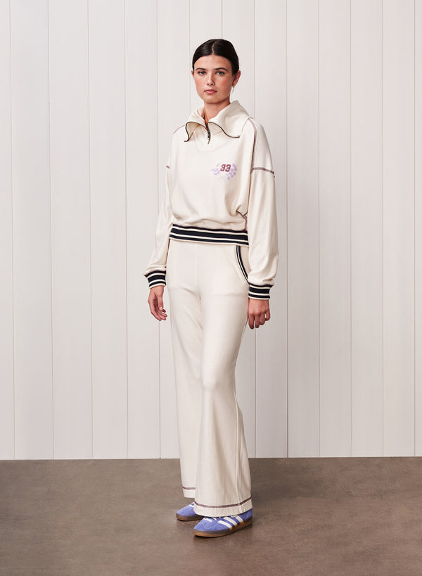 Stateside Softest Fleece Half Zip Pullover In Cream