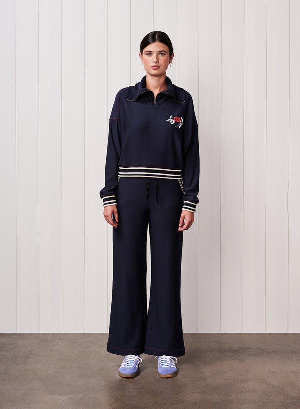 Stateside Softest Fleece Half Zip Pullover In New Navy