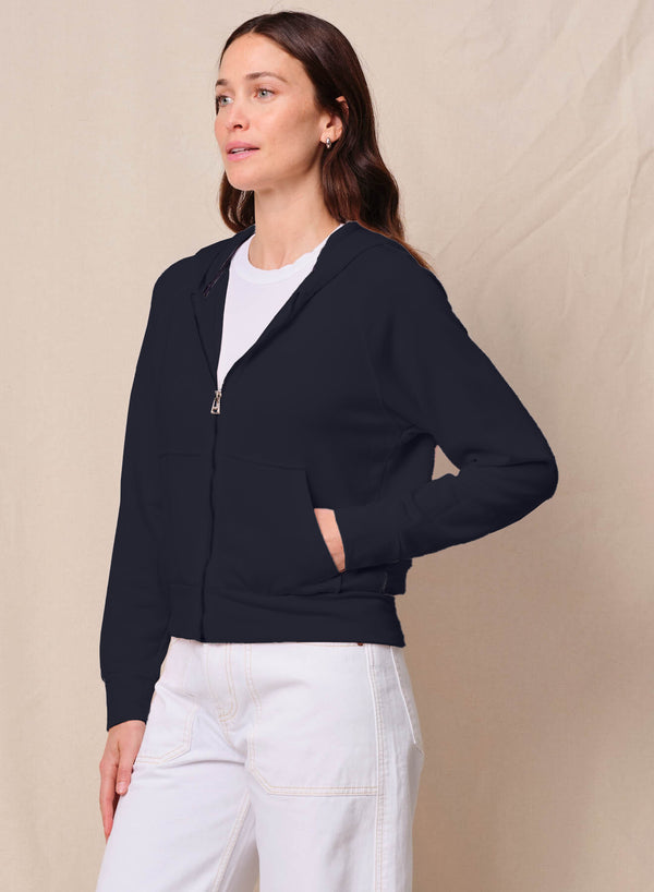 Stateside Softest Fleece Raglan Hood Zip Up In Black