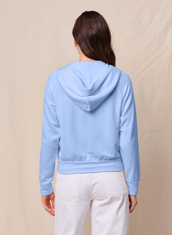 Stateside Softest Fleece Raglan Hood Zip Up In Summer Sky