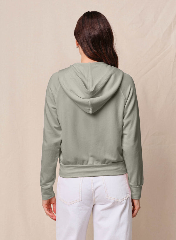 Stateside Softest Fleece Raglan Hood Zip Up In Thyme