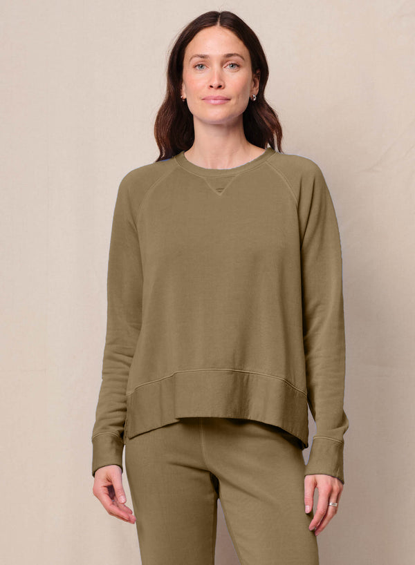 stateside Softest Fleece Raglan Side Slit Sweatshirt in Bay Leaf