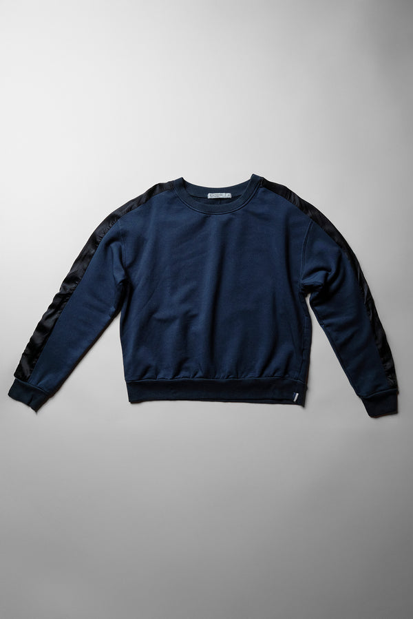 Stateside Softest Fleece Satin Trimmed Pullover In New Navy