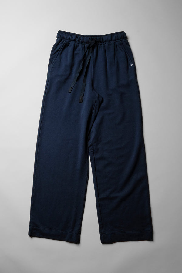 Stateside Softest Fleece Satin Trimmed Wide Leg Pant In New Navy