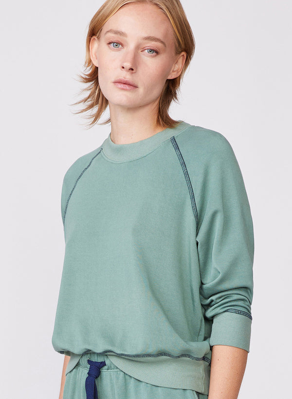 Stateside Softest Fleece Shrunken Sweatshirt With Contrast In Vine